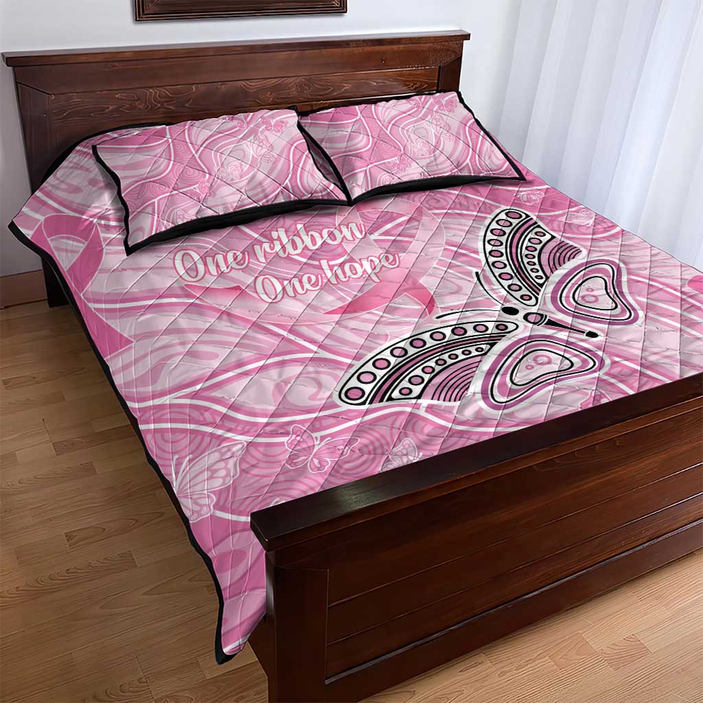 Australia Breast Cancer Awareness Quilt Bed Set Butterfly Pink Ribbon Aboriginal Art