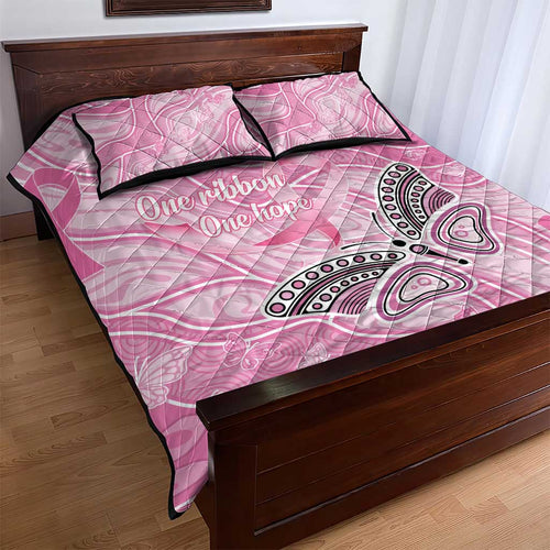 Australia Breast Cancer Awareness Quilt Bed Set Butterfly Pink Ribbon Aboriginal Art