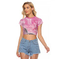 Australia Breast Cancer Awareness Personalised Raglan Cropped T Shirt Butterfly Pink Ribbon Aboriginal Art