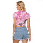 Australia Breast Cancer Awareness Personalised Raglan Cropped T Shirt Butterfly Pink Ribbon Aboriginal Art
