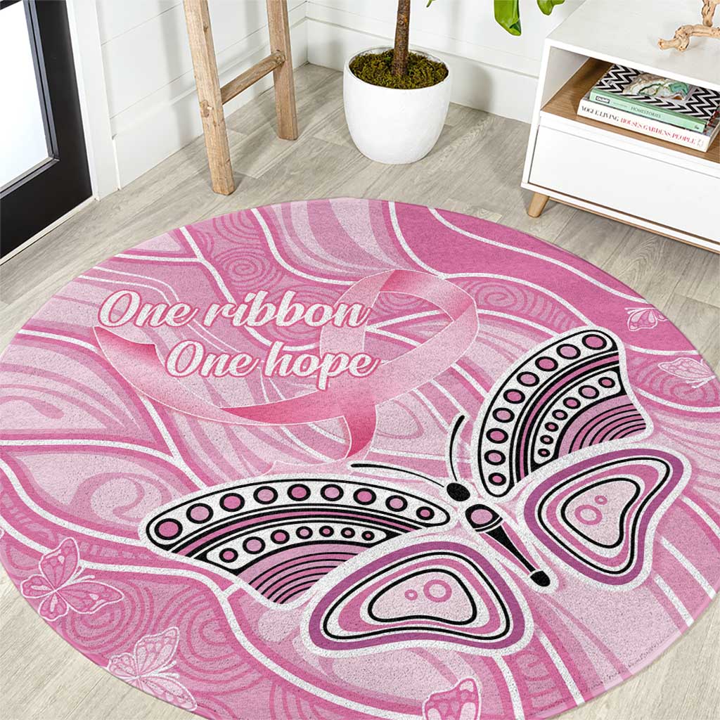 Australia Breast Cancer Awareness Round Carpet Butterfly Pink Ribbon Aboriginal Art