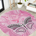 Australia Breast Cancer Awareness Round Carpet Butterfly Pink Ribbon Aboriginal Art