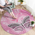Australia Breast Cancer Awareness Round Carpet Butterfly Pink Ribbon Aboriginal Art