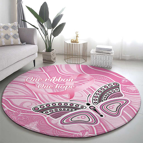 Australia Breast Cancer Awareness Round Carpet Butterfly Pink Ribbon Aboriginal Art