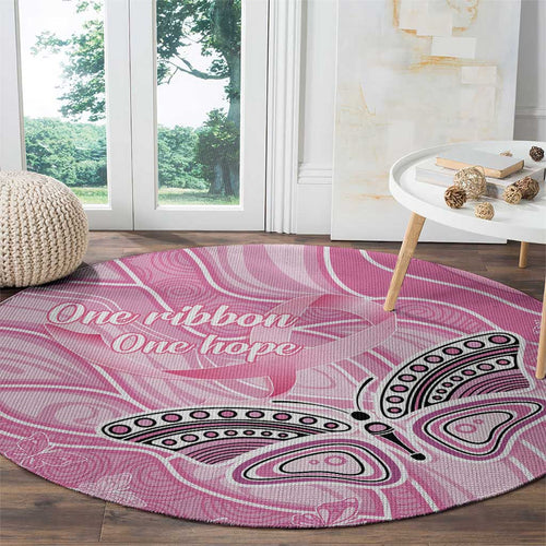 Australia Breast Cancer Awareness Round Carpet Butterfly Pink Ribbon Aboriginal Art
