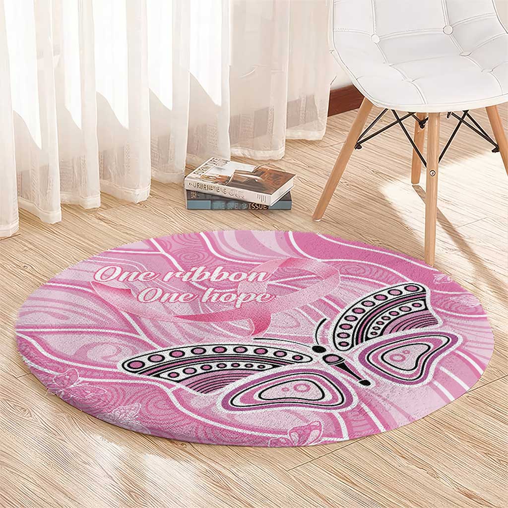 Australia Breast Cancer Awareness Round Carpet Butterfly Pink Ribbon Aboriginal Art