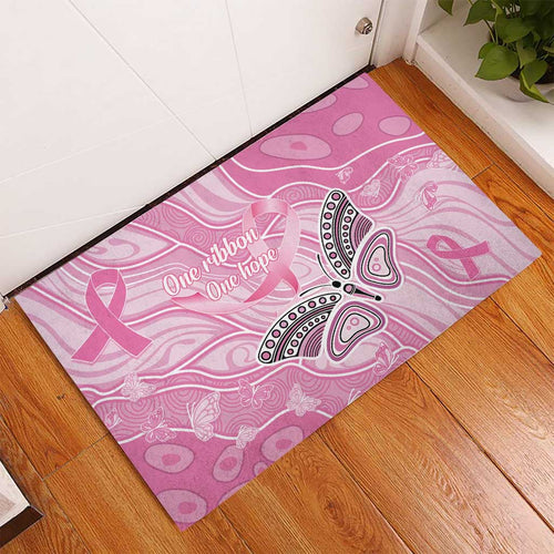 Australia Breast Cancer Awareness Rubber Doormat Butterfly Pink Ribbon Aboriginal Art