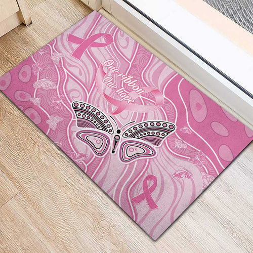 Australia Breast Cancer Awareness Rubber Doormat Butterfly Pink Ribbon Aboriginal Art