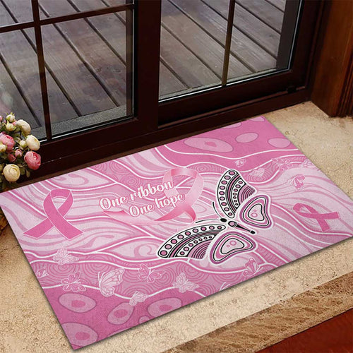 Australia Breast Cancer Awareness Rubber Doormat Butterfly Pink Ribbon Aboriginal Art