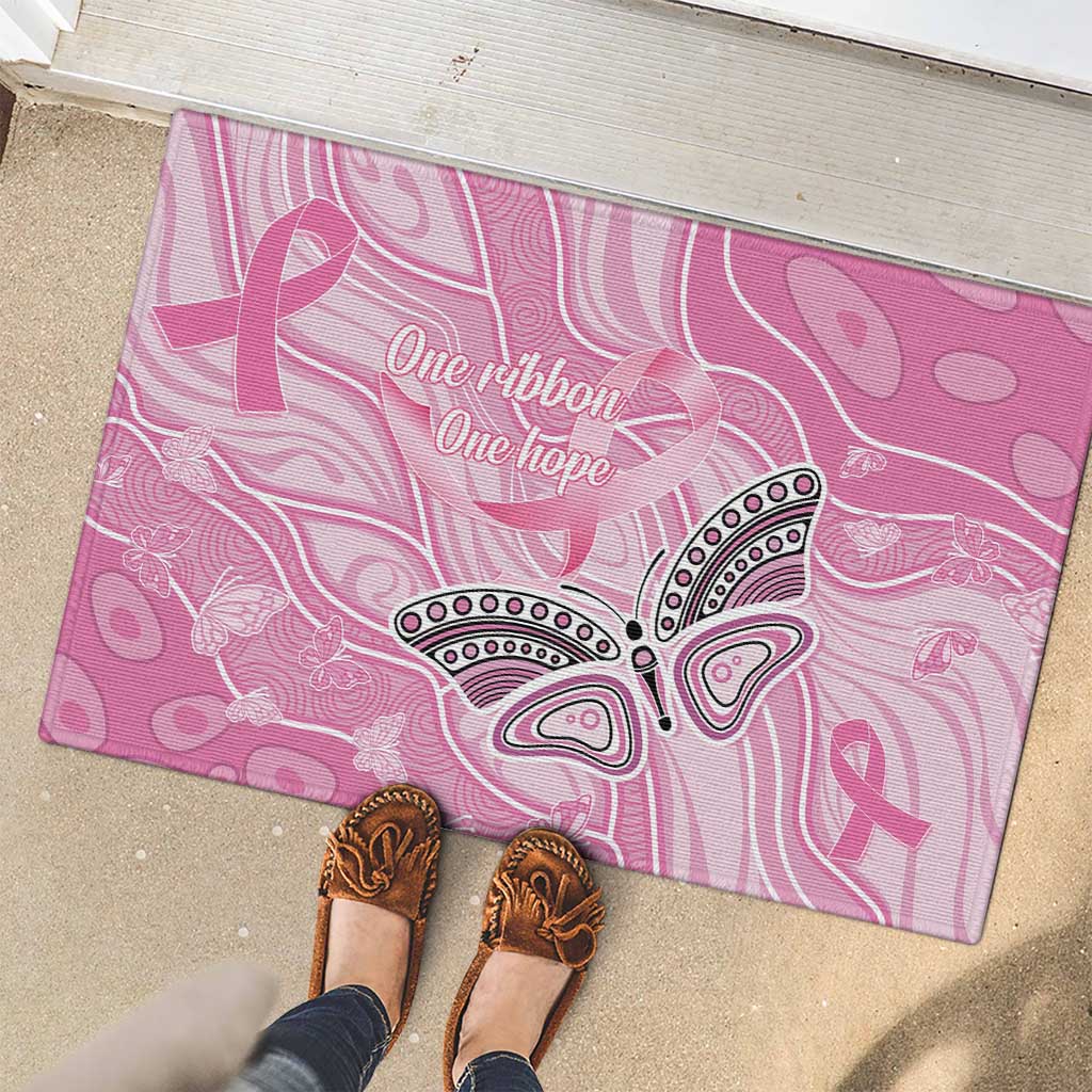 Australia Breast Cancer Awareness Rubber Doormat Butterfly Pink Ribbon Aboriginal Art