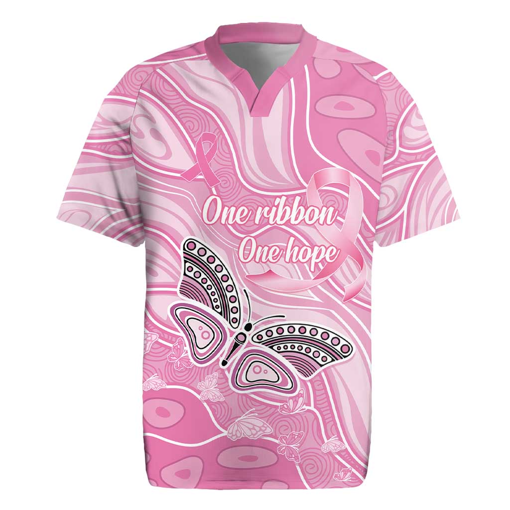 Australia Breast Cancer Awareness Personalised Rugby Jersey Butterfly Pink Ribbon Aboriginal Art