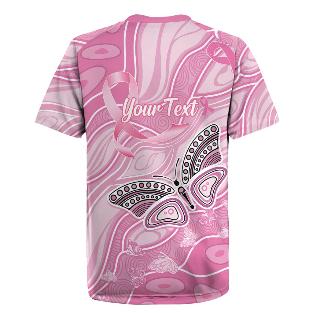 Australia Breast Cancer Awareness Personalised Rugby Jersey Butterfly Pink Ribbon Aboriginal Art