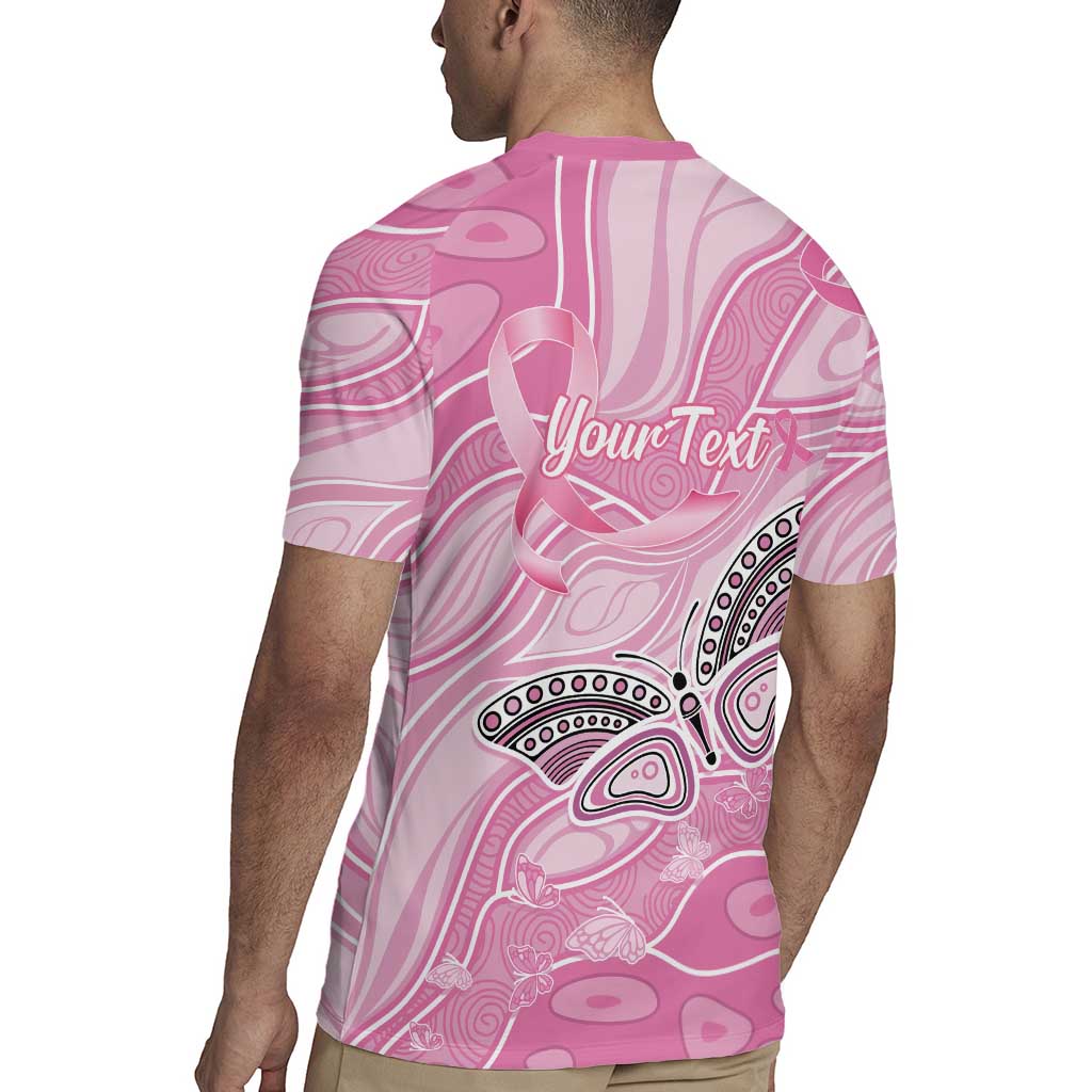 Australia Breast Cancer Awareness Personalised Rugby Jersey Butterfly Pink Ribbon Aboriginal Art