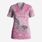 Australia Breast Cancer Awareness Personalised Scrub Top Butterfly Pink Ribbon Aboriginal Art