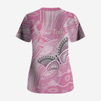 Australia Breast Cancer Awareness Personalised Scrub Top Butterfly Pink Ribbon Aboriginal Art