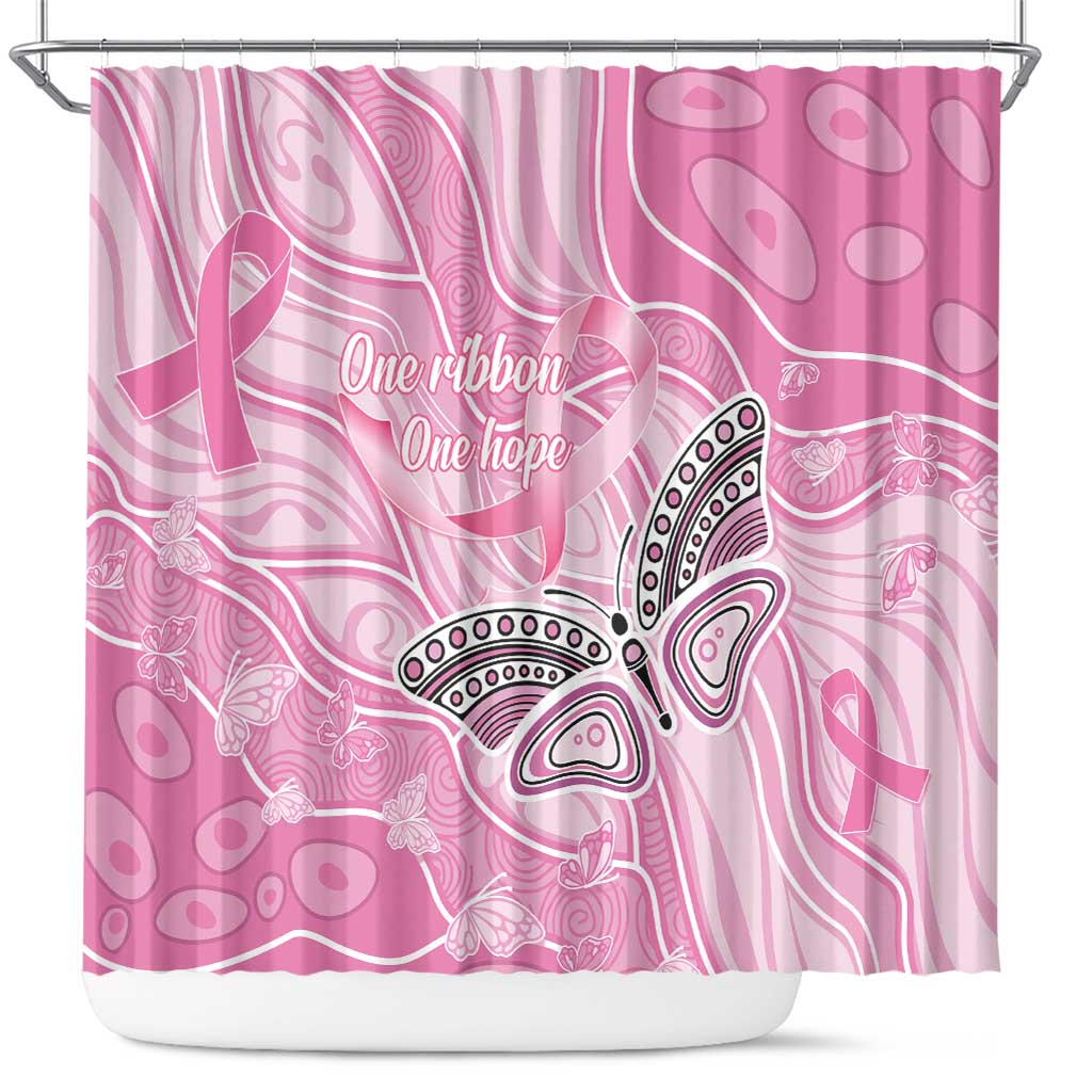 Australia Breast Cancer Awareness Shower Curtain Butterfly Pink Ribbon Aboriginal Art