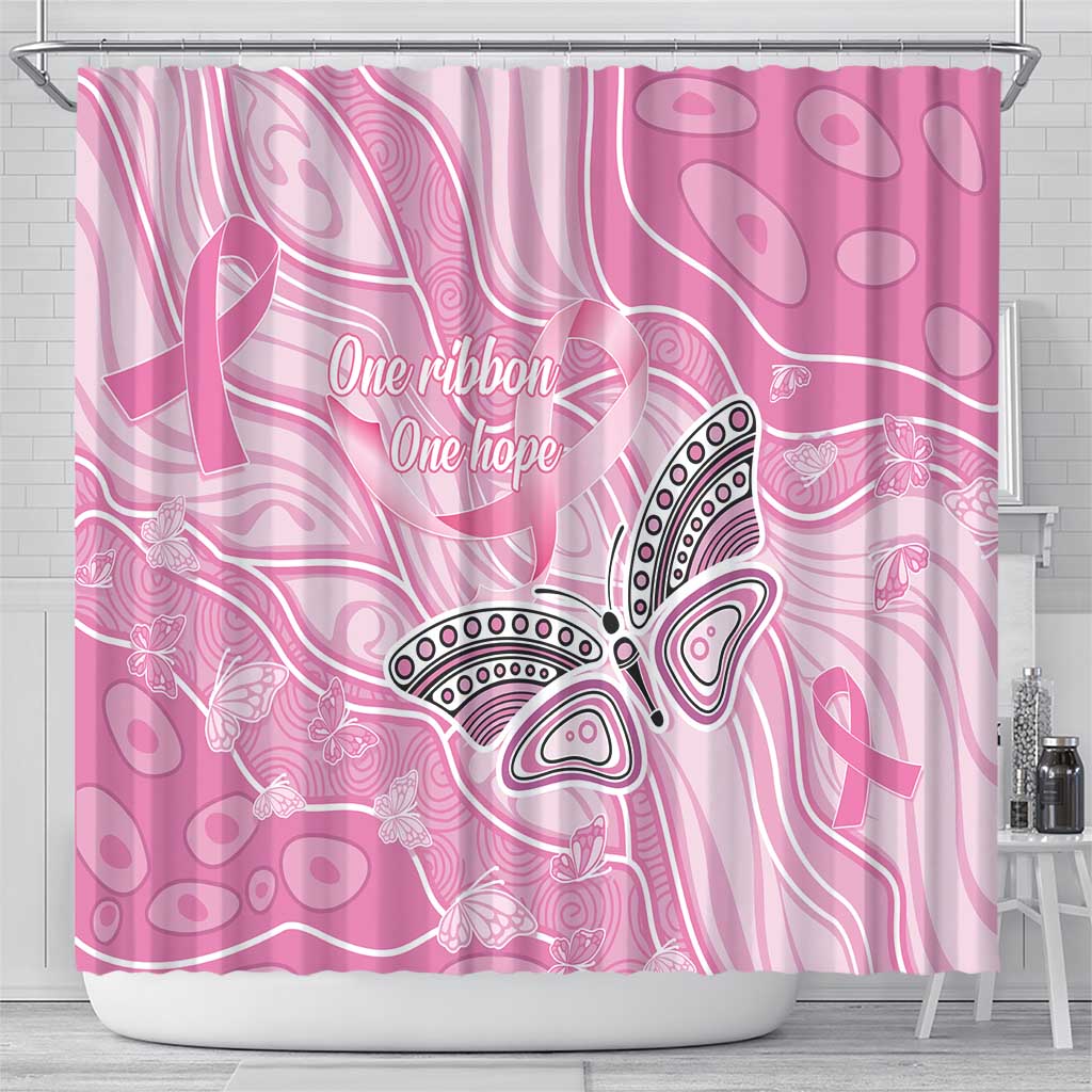 Australia Breast Cancer Awareness Shower Curtain Butterfly Pink Ribbon Aboriginal Art