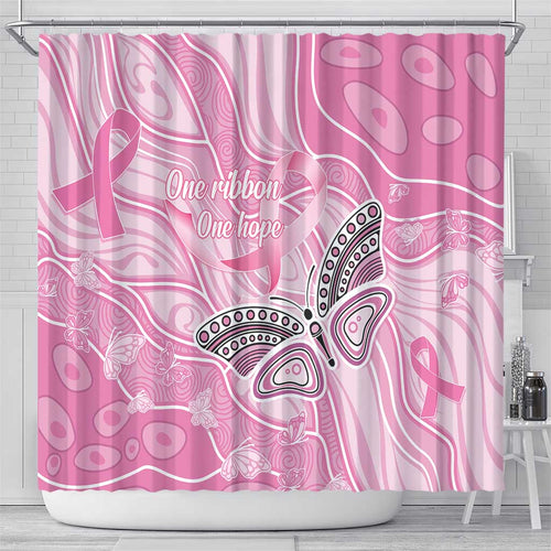 Australia Breast Cancer Awareness Shower Curtain Butterfly Pink Ribbon Aboriginal Art