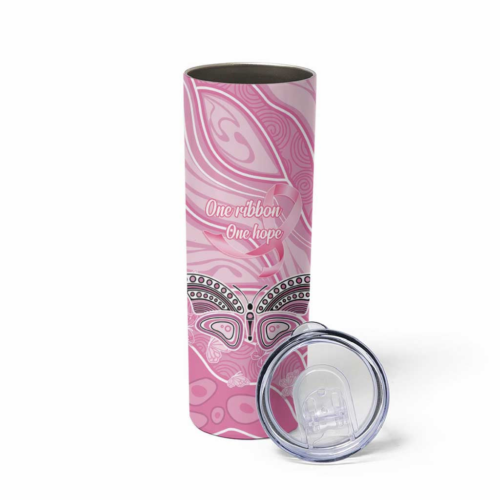Australia Breast Cancer Awareness Personalised Skinny Tumbler Butterfly Pink Ribbon Aboriginal Art