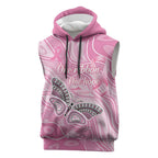 Australia Breast Cancer Awareness Personalised Sleeveless Hoodie Butterfly Pink Ribbon Aboriginal Art