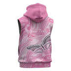 Australia Breast Cancer Awareness Personalised Sleeveless Hoodie Butterfly Pink Ribbon Aboriginal Art