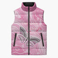 Australia Breast Cancer Awareness Personalised Sleeveless Puffer Jacket Butterfly Pink Ribbon Aboriginal Art