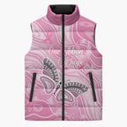Australia Breast Cancer Awareness Personalised Sleeveless Puffer Jacket Butterfly Pink Ribbon Aboriginal Art