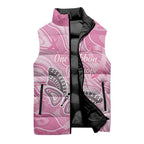 Australia Breast Cancer Awareness Personalised Sleeveless Puffer Jacket Butterfly Pink Ribbon Aboriginal Art