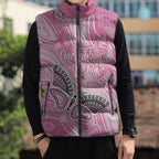 Australia Breast Cancer Awareness Personalised Sleeveless Puffer Jacket Butterfly Pink Ribbon Aboriginal Art