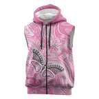 Australia Breast Cancer Awareness Personalised Sleeveless Zip Hoodie Butterfly Pink Ribbon Aboriginal Art