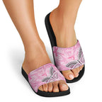 Australia Breast Cancer Awareness Slide Sandals Butterfly Pink Ribbon Aboriginal Art