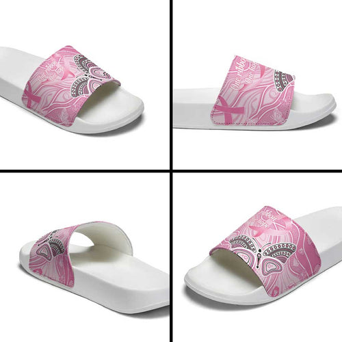 Australia Breast Cancer Awareness Slide Sandals Butterfly Pink Ribbon Aboriginal Art