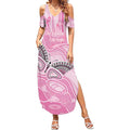 Australia Breast Cancer Awareness Personalised Summer Maxi Dress Butterfly Pink Ribbon Aboriginal Art
