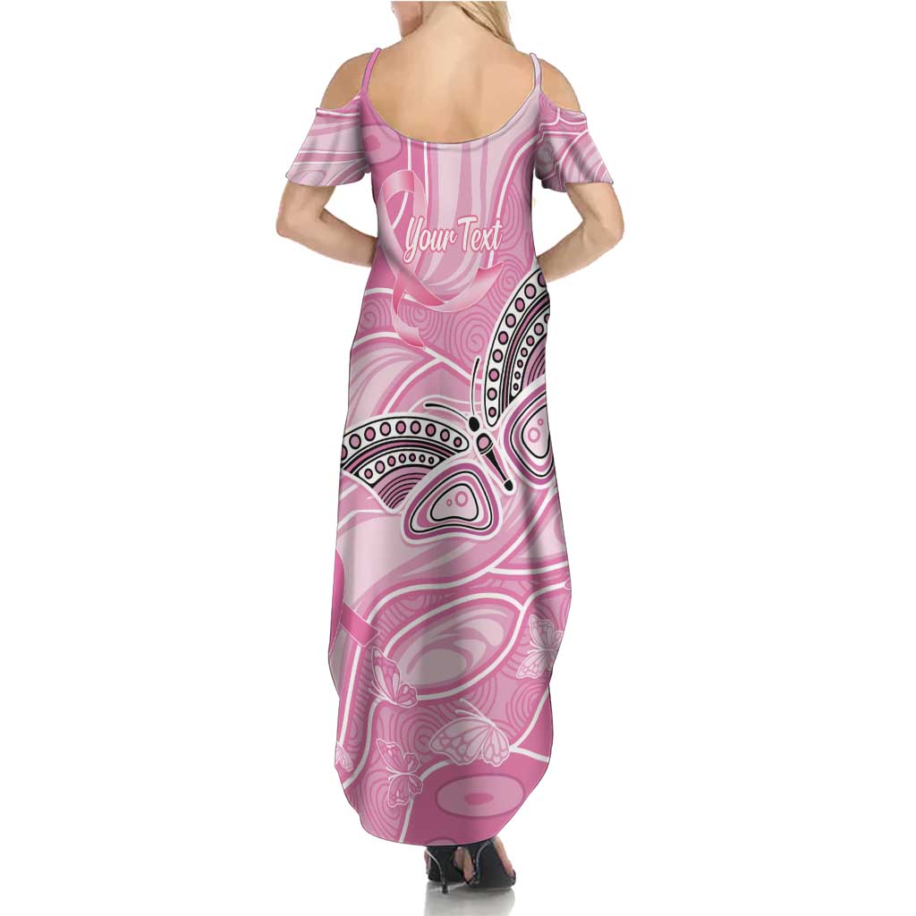 Australia Breast Cancer Awareness Personalised Summer Maxi Dress Butterfly Pink Ribbon Aboriginal Art