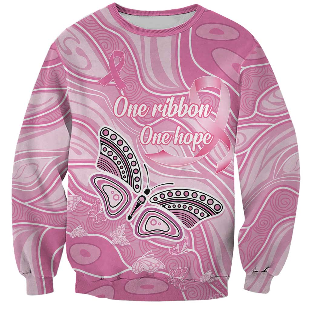 Australia Breast Cancer Awareness Personalised Sweatshirt Butterfly Pink Ribbon Aboriginal Art