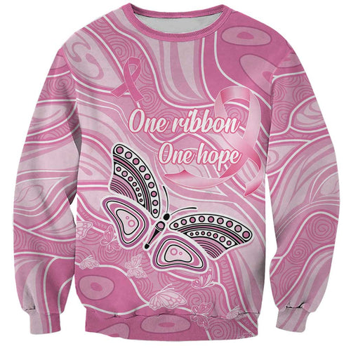Australia Breast Cancer Awareness Personalised Sweatshirt Butterfly Pink Ribbon Aboriginal Art