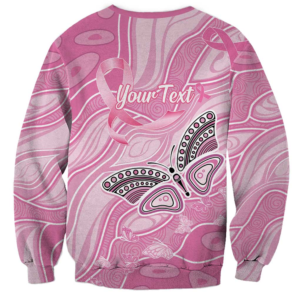 Australia Breast Cancer Awareness Personalised Sweatshirt Butterfly Pink Ribbon Aboriginal Art