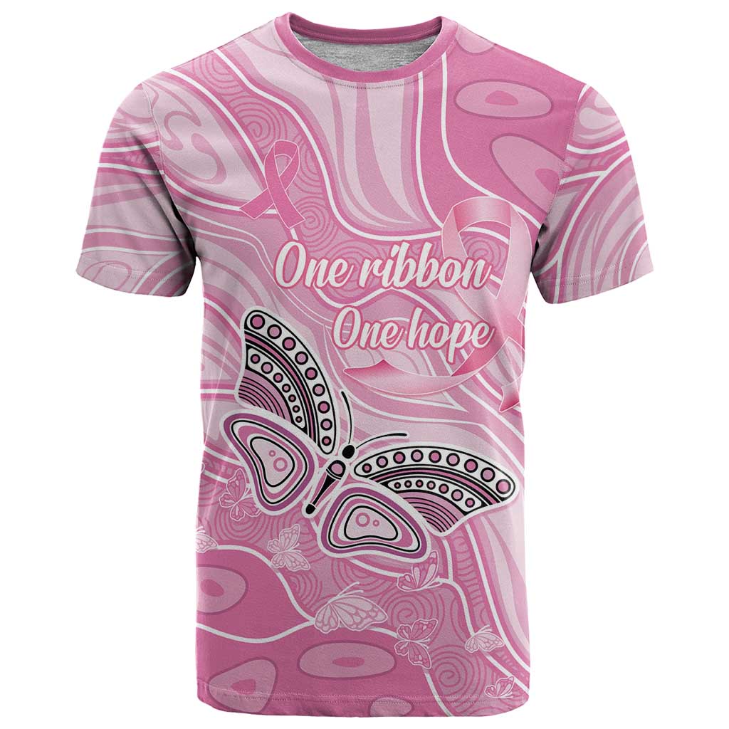 Australia Breast Cancer Awareness Personalised T Shirt Butterfly Pink Ribbon Aboriginal Art
