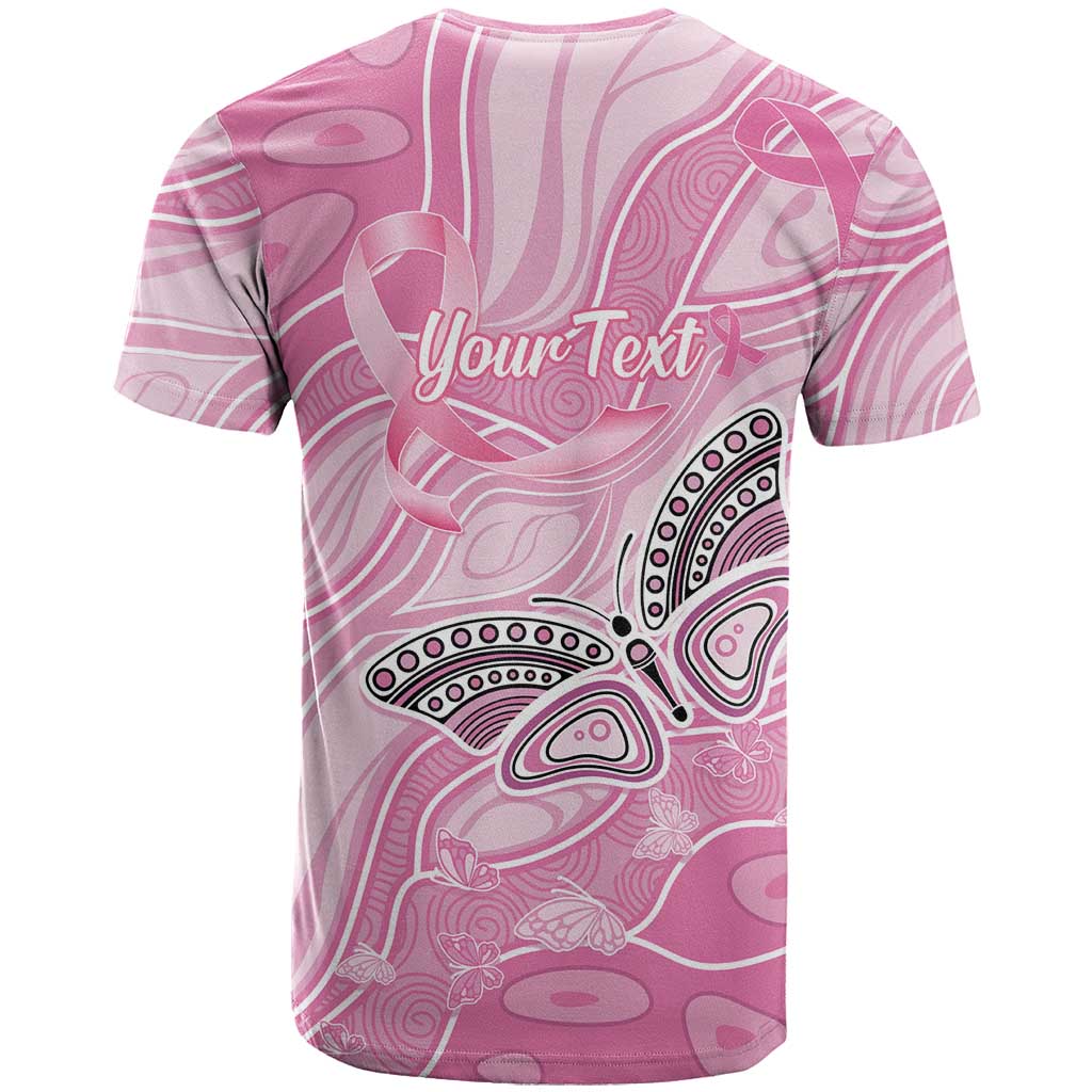 Australia Breast Cancer Awareness Personalised T Shirt Butterfly Pink Ribbon Aboriginal Art