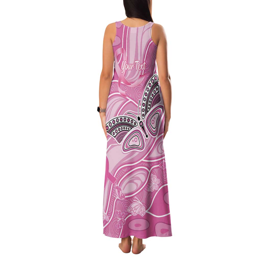 Australia Breast Cancer Awareness Personalised Tank Maxi Dress Butterfly Pink Ribbon Aboriginal Art