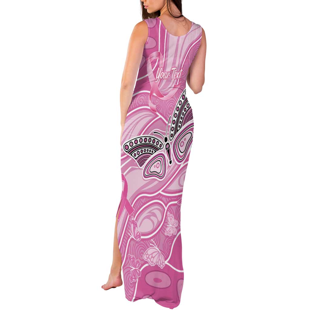 Australia Breast Cancer Awareness Personalised Tank Maxi Dress Butterfly Pink Ribbon Aboriginal Art