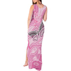 Australia Breast Cancer Awareness Personalised Tank Maxi Dress Butterfly Pink Ribbon Aboriginal Art