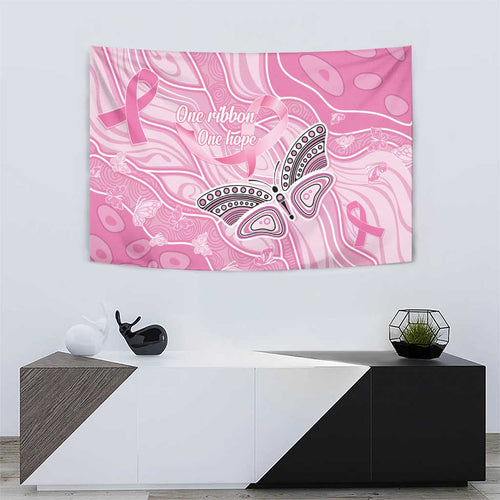 Australia Breast Cancer Awareness Tapestry Butterfly Pink Ribbon Aboriginal Art