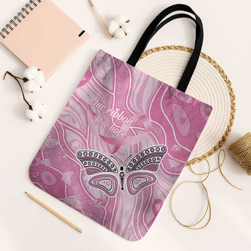 Australia Breast Cancer Awareness Tote Bag Butterfly Pink Ribbon Aboriginal Art