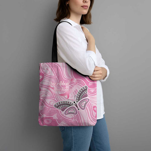 Australia Breast Cancer Awareness Tote Bag Butterfly Pink Ribbon Aboriginal Art
