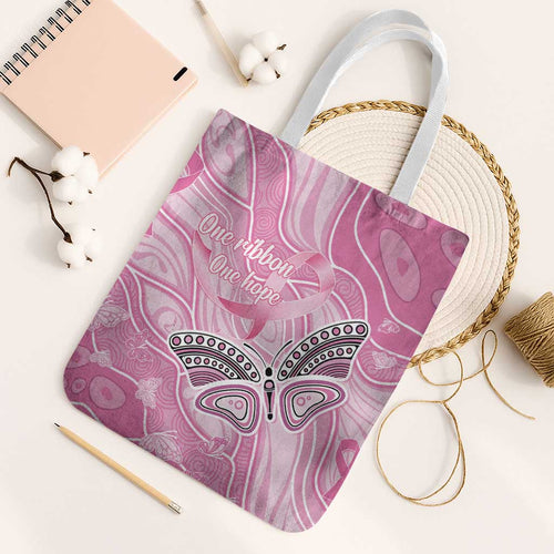 Australia Breast Cancer Awareness Tote Bag Butterfly Pink Ribbon Aboriginal Art