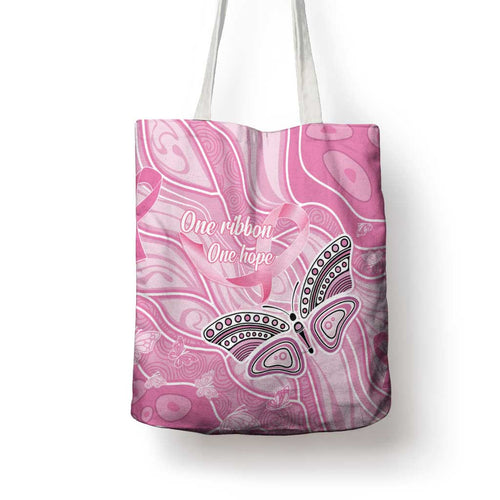 Australia Breast Cancer Awareness Tote Bag Butterfly Pink Ribbon Aboriginal Art