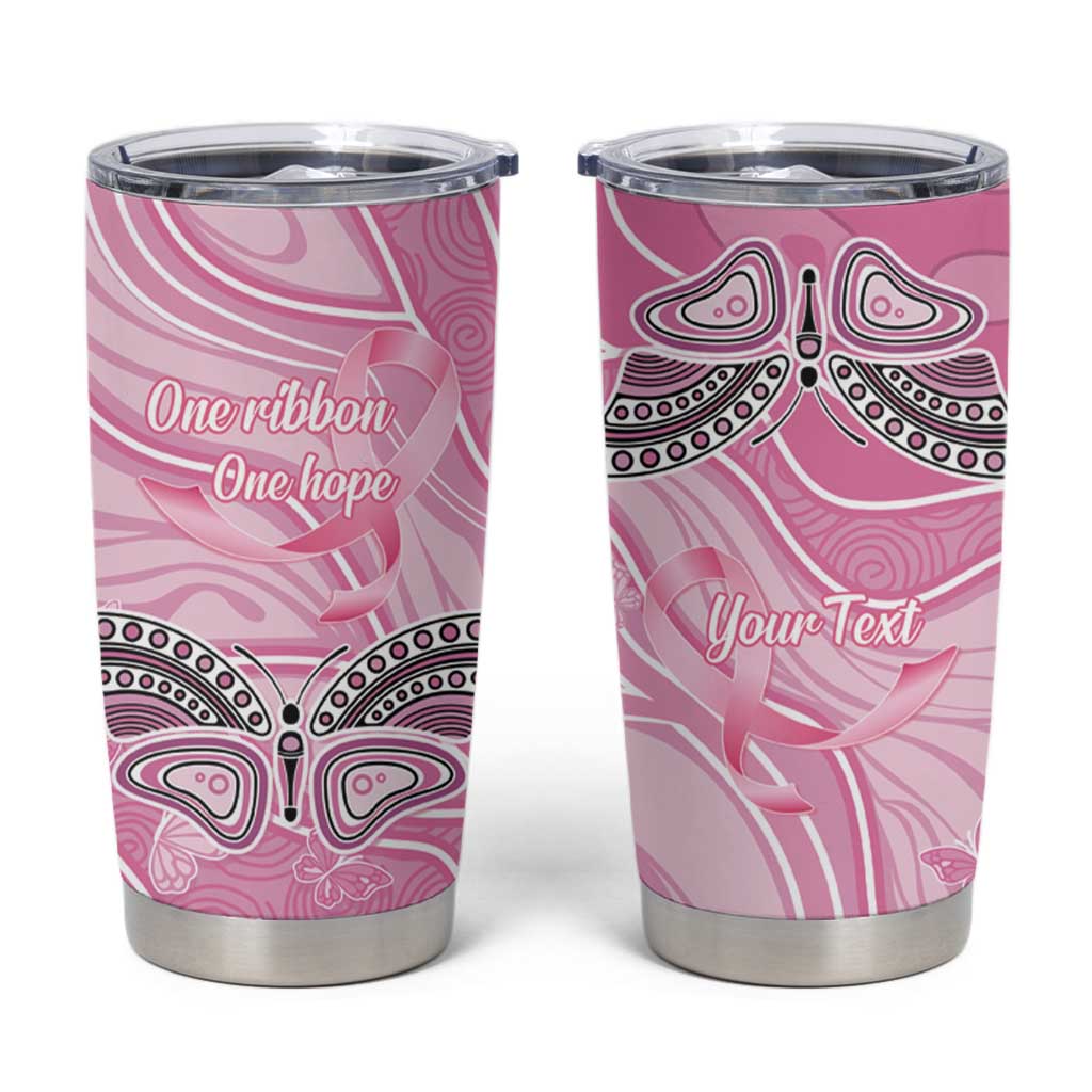 Australia Breast Cancer Awareness Personalised Tumbler Cup Butterfly Pink Ribbon Aboriginal Art