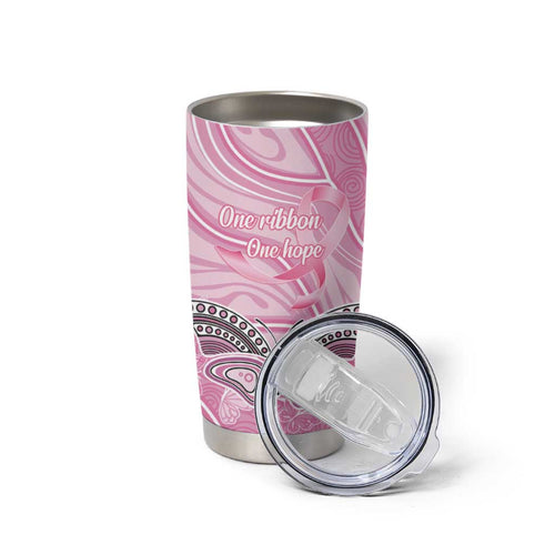 Australia Breast Cancer Awareness Personalised Tumbler Cup Butterfly Pink Ribbon Aboriginal Art