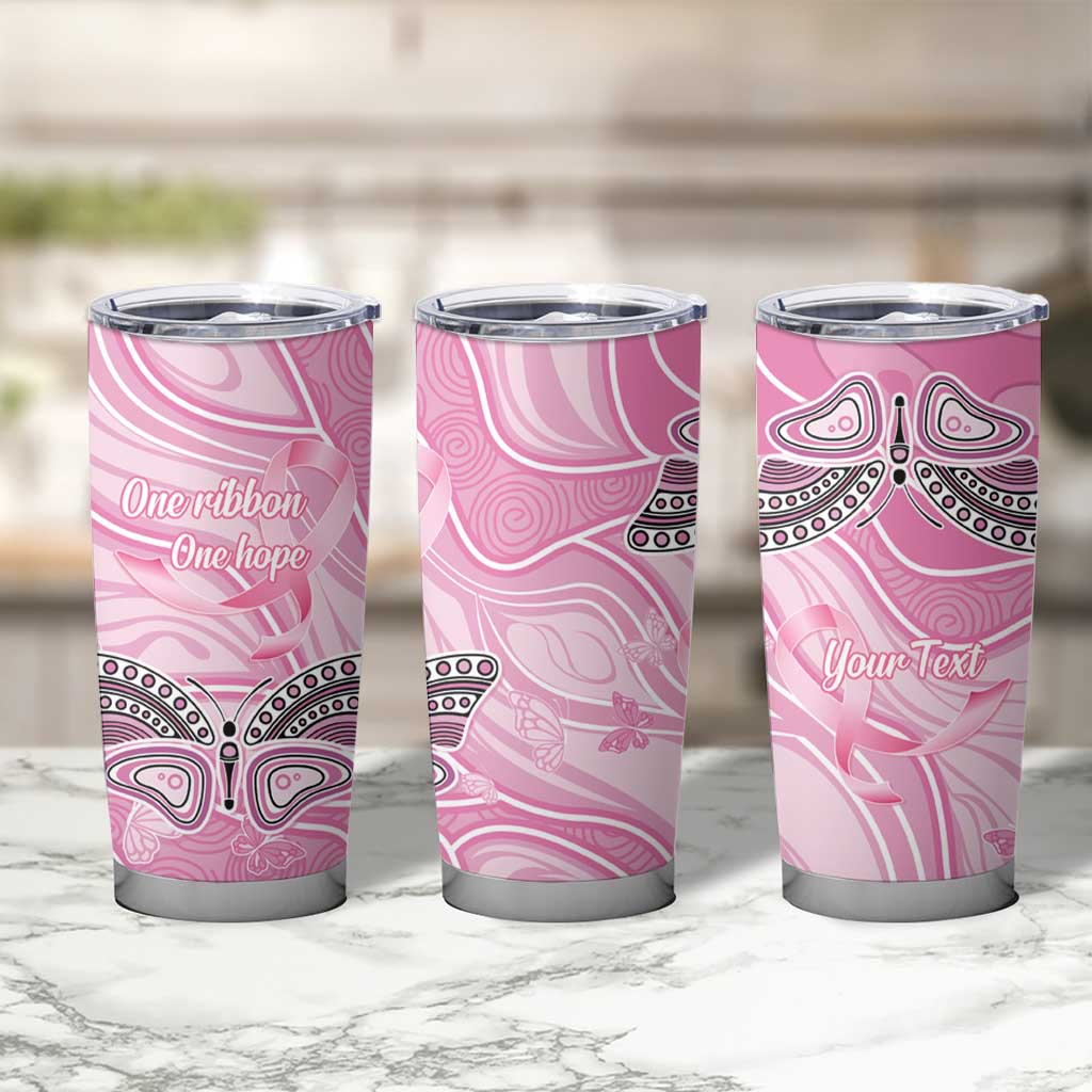 Australia Breast Cancer Awareness Personalised Tumbler Cup Butterfly Pink Ribbon Aboriginal Art